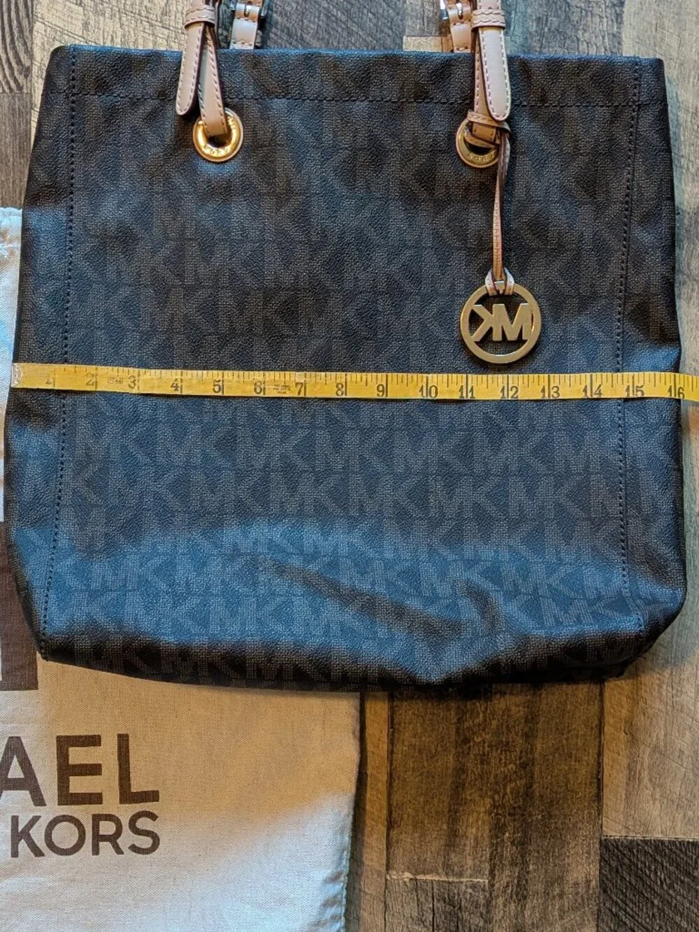 Michael Kors Shoulder Bag Logo Tote Brown 14”x14”x4”